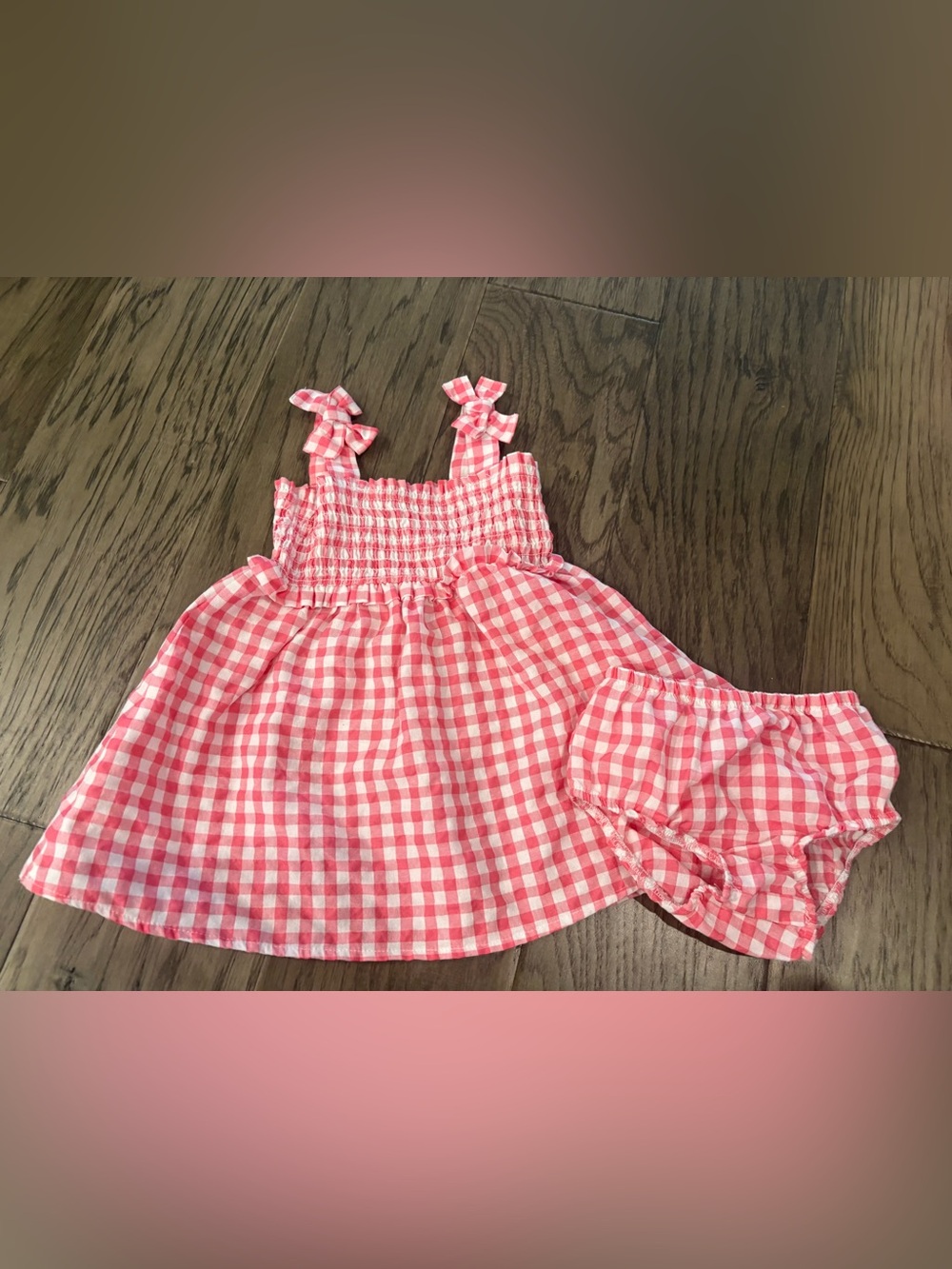 Pink Gingham Baby Sundress with Bloomers